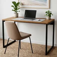 Mesa Escrivaninha Slim Industrial MDF Estrutura em Aço Metalon Moderno para Escritório  -  LH Móveis