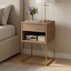 Mesa de Cabeceira Sofia Estilo Industrial com Gaveta e Nicho 61,5cm MDF e Aço em Metalon - LH Móveis