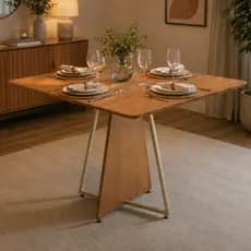 Mesa de Jantar Quadrada 80cm Fascínio MDF e Aço Carbono Moderna 4 Lugares Sala de Jantar - LH Móveis