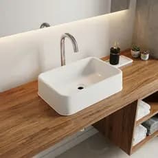 Cuba de Apoio Retangular em Plástico para Banheiro Sobrepor Prático Moderno para Lavabo  e  Banheiro
