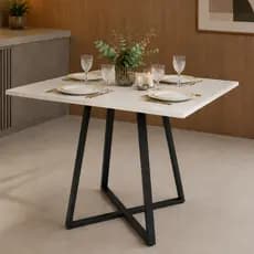 Mesa de Jantar Quadrada 90cm Santorine Industrial Pés em Aço em Metalon e Tampo em MDF  -  LH Móveis