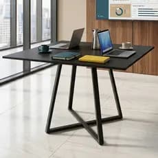 Mesa de Reunião 90cm Santorine Quadrada Estilo Industrial 100% MDF e Pés de Aço em Metalon LH Móveis