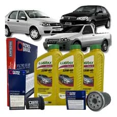 kit Revisão Óleo e Filtros Siena Strada Idea Fire 15W40 Lubrax
