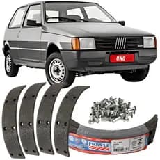 JOGO LONAS DE FREIO DAS RODAS TRASEIRAS COM REBITES DE FIXAÇÃO - FIAT UNO / PREMIO / ELBA / FIAT 147