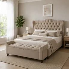 Conjunto Elegante Para Cama Box Casal/Queen/King Cabeceira e Baú Recamier Capitonê Dubai - LH Móveis