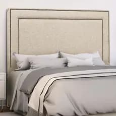 Cabeceira Cama King 195cm Estofada de Linho com Tachinhas Metal Madri – Fixação Box -  LH Móveis