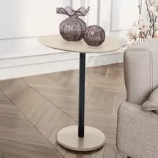 Mesa Lateral MDF Haste em Aço Preta Design Orgânico para Decoração Mesa de Canto ou Apoio -LH Móveis