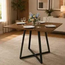 Mesa de Jantar Quadrada 90cm Santorine Estilo Industrial  Tampo 100% MDF e  Pés de Aço  -  LH Móveis