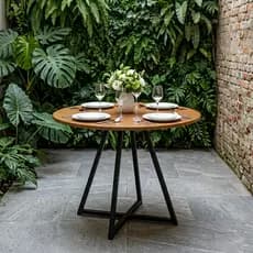 Mesa de Jantar Requinte 90cm Redonda Tampo MDF Estilo Industrial Pés Aço - Design Moderno Resistente