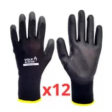 Kit 12 Luva Tatil Volk Seguranca Protecao Banho Poliuretano Luva PU Mecanico Pedreiro Multitato