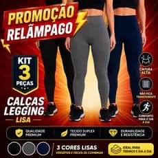 Kit 3 Calças legging feminina, calça legging academia fitness confortável, legging academia, legue