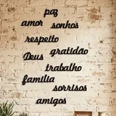 Kit Palavras Decorativas Parede MDF Preto Decoração Sala Casa