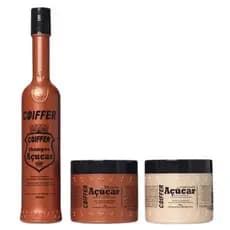 Kit De Açúcar C/3 Produtos Coiffer P/ Cabelos Emborrachados
