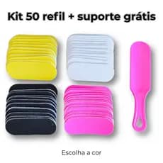 Kit 50 Refil Lixa de Pé + Suporte Grátis | Pedicure Profissional | Escolha a Cor