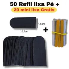 50 Refil Lixa de Pé Adesiva Profissional + 20 Mini Lixas Grátis | Pedicure Podologia Atacado
