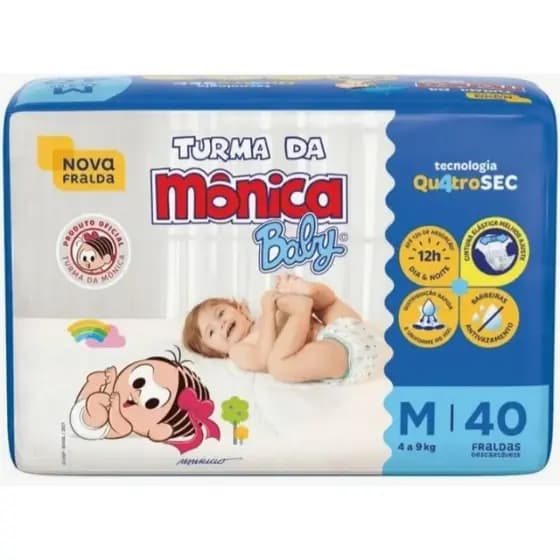 Fralda Turma da Mônica Baby M40 G32 XG26 Pacote Econômico Alta Absorção Conforto Infantil Original