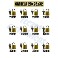 Cartela Kit Com 12 Unidades De Cadeados Reforçado 20x25x32mm (CARTELA+20x25x32)