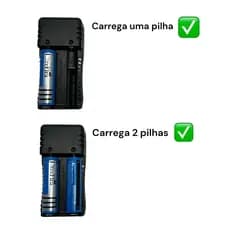 Carregador De Pilha Carrega 1 Pilha Sozinha Ou 2 Pilhas Juntas (Modelos de Pilhas 18650, 18500, 14500 ou 16340) HD-2899E