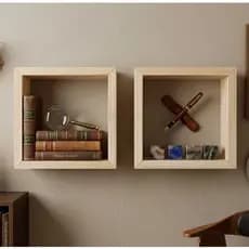 Duplo suporte prateleira nicho de planta quadrado de madeira decoração parede