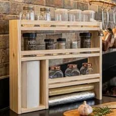 Porta tempero cozinha grande versátil condimentos madeira pinus decorativo de parede 3 em 1