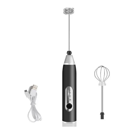 Batedor Misturador Mixer Elétrico para Bebidas Leite Café Clara de Ovo 2 em 1 PRETA - (Premium) Mini Batedor Mixer Elét