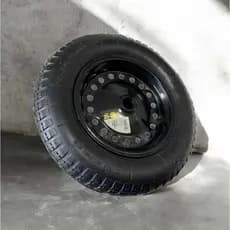 Kit Roda Carrinho De Mão Aço Completa Pneu Câmara 3.25/8 Preto - Preto