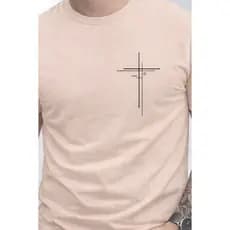Camiseta Masculina, Feminina, unissex casual, cruz no peito minimalista