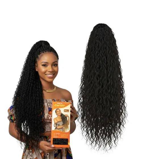 Cabelo Rabo de Cavalo Savana 80cm Cacheado Fibra Bio Queratina Premium Natural Macio Para Penteados Afro e Alongamentos