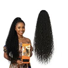 Cabelo Rabo de Cavalo Savana 80cm Cacheado Fibra Bio Queratina Premium Natural Macio Para Penteados Afro e Alongamentos