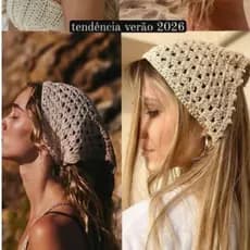Bandana de croche lenço de cabelo look praia piscina verão