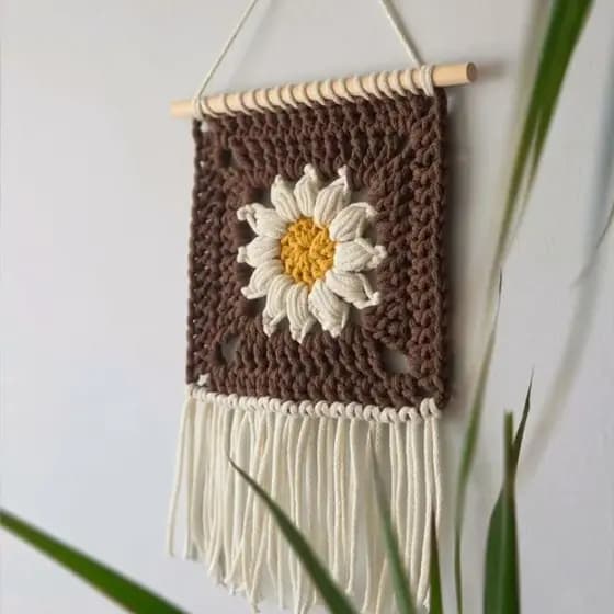 Painel decorativo de croche , margaridas ou quadradinho