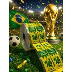 Etiqueta 10x2,5 cm – Modelo Copa Brasil | Lacre de Segurança para Delivery