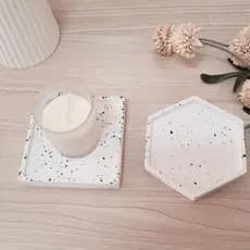 Kit Bandejas Decorativas Hexagonal e Quadrada Tam P - porta objetos, velas, jóias, vasinhos, lavabo, sala, quarto