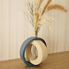 Dupla Vasos Decorativos Redondo Design Orgânico e Minimalista - com tubo de vidro. Estilo Nordico