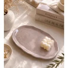 Bandeja Oval Decorativa 28cm Aesthetic em Concreto para casa sala quarto rack escritorio