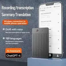 ChatGPT-4 AI Gravador De Voz Chip Com Cancelamento De Ruído Ferramenta De Tradução Em Tempo Real Conexão BT Dispositivo