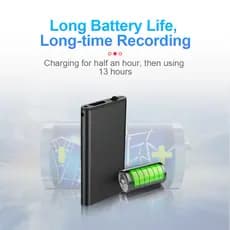 Mini Gravador De Voz Digtal Som Profissional Áudio Ativado Ditafone HD Redução Ruído Gravação MP3 Player