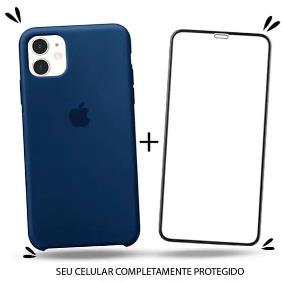 Kit Capa Aveludada + Película Vidro 3D Full Cover Compatível iPhone 11