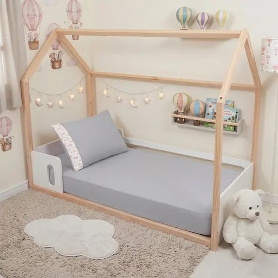 Jogo Lençol 2 Peças Mini Cama Montessoriana 150x70cm Ponto Palito Percal 400 fios