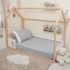 Jogo Lençol 2 Peças Mini Cama Montessoriana 150x70cm Ponto Palito Percal 400 fios