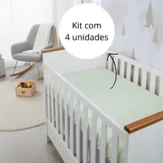 Kit 4 Lençol Berço Bebê Americano 130X70cm Com Elástico Percal 400 Fios
