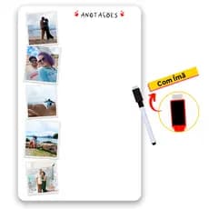 Quadro Lousa Magnética com Foto Personalizado - Imã de Geladeira c/ Caneta Escreve e Apaga