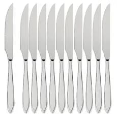 Jogo de 12 Facas de Churrasco de Mesa Aço Inox Premium Resistênte Para Restaurante Casa Nova Buffet