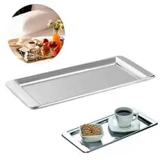 Bandeja Retangular Inox Brilho e Sofisticação para o Café