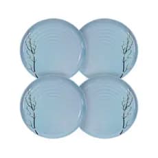 Kit 4 Pratos de Mesa Azul 27cm Melamina – Design Psicodélico para Refeições Sofisticadas