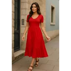 Vestido Soltinho Viscolycra Midi Manga Curta 3 Marias Promocao Relampago Verao