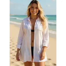 Saida de Praia Moda Praia Verão Chemise Chamise Camisa Alongada