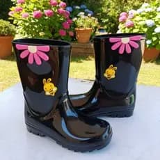 Bota Galocha Infantil Menina Menino Cano Alto Impermeável Antiderrapante Macia Escola Chuva Personagem Abelha Flor