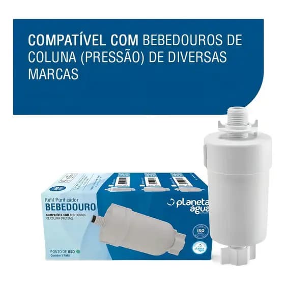 Refil Filtro Bebedouro Coluna Universal Planeta Água - 1012a Cor Branco