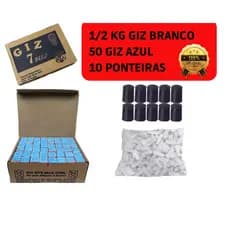 GIZ BRANCO GIZ AZUL PARA SINUCA BILHAR SNOOKER + 10 PONTEIRA DE TACO KIT
